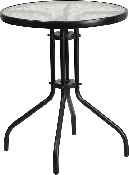 Flash Furniture Bellamy 23.75" Round Indoor/Outdoor Tempered Glass Metal Frame Side Table