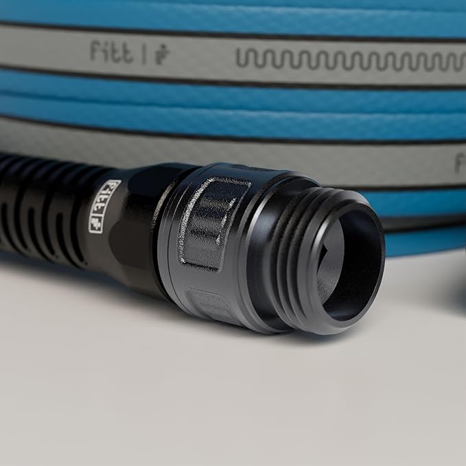 FITT HiFlo Water Hose 25ft, Multipurpose Flat Garden Hose, Easy to Use and Long-lasting Performance, Grey