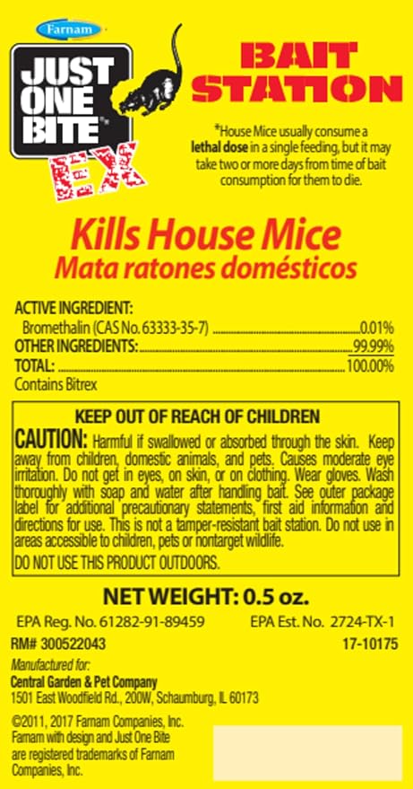 Just One Bite Farnam EX Bait Station, Disposable Mouse Bait Trap, 3-Pack | Bromethalin to Kill House Mice Fast, Preloaded and Ready to Use Rat Killer