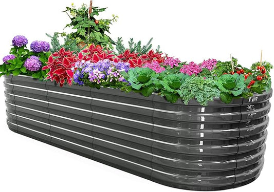 KING BIRD Raised Garden Bed Kit 2025 Upgraded Quick-Setup Galvanized Planter Garden Box Outdoor for Gardening, Vegetables, Flowers, 94x36x23 in, Dark Grey