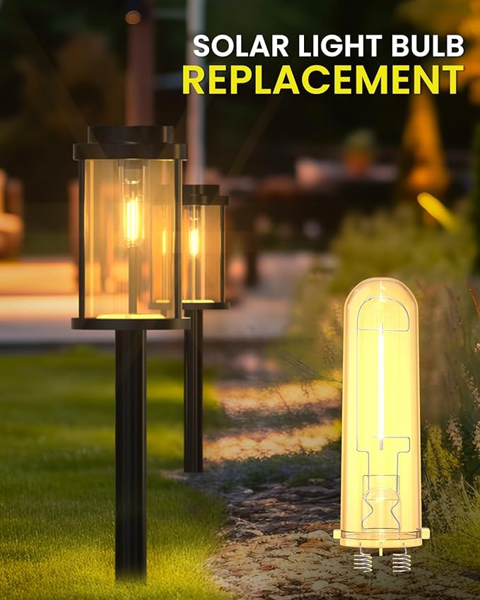 Outdoor Solar Light Bulbs for Garden - 4 Pack Warm White 3000K Solar Light Bulbs Replacement DC 3V 0.5W Hampton Bay Replacement Bulb for Backyard Pathway Garden Landscape