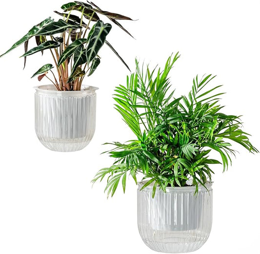 Melphoe Self Watering Pots for Indoor Plants Planter, 6.5/5.3 Inch 2 Pack Planters Self Watering Plant Pots for Flower, Houseplants, Succulent, African Violets and Cactus with Drainage