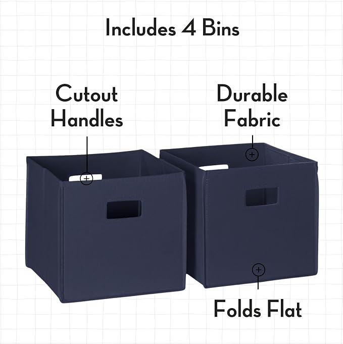 RiverRidge Folding Storage Bins - 4-pack of 10in Tall Navy Cubes