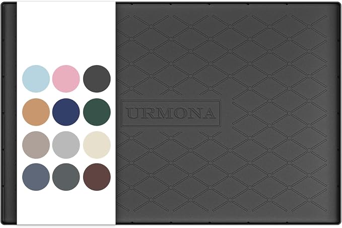 URMONA Under Sink Mat 34 x 19 in, Waterproof Silicone Cabinet Protector