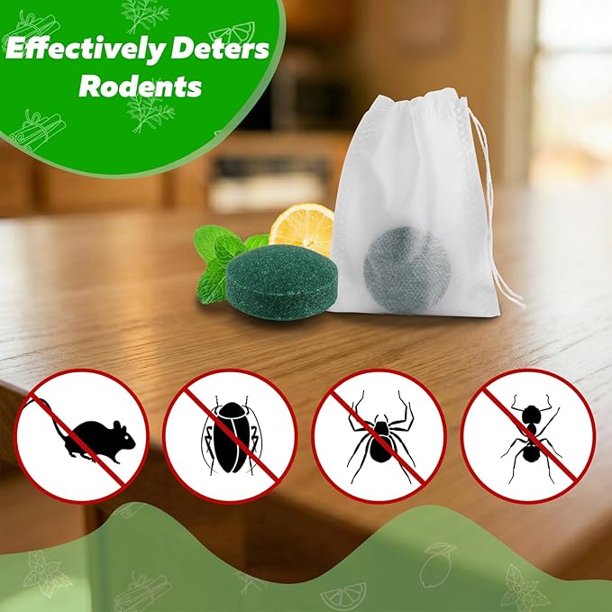 Mouse Repellent, Peppermint Oil Rodent Deterrent for Mice, Rats, Plant-Based Pest Control, Long-Lasting Mint Scent, Safe for Home, Garage, Storage, RV & Garden (24)