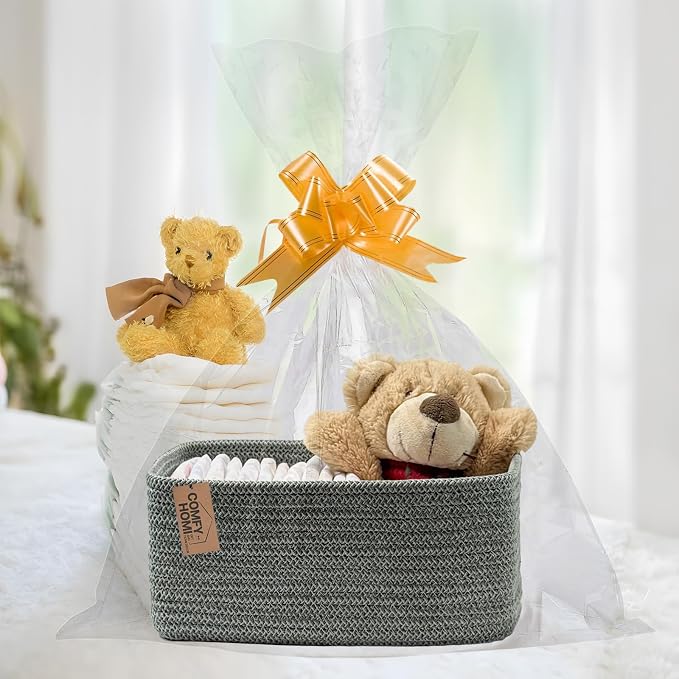 COMFY HOMI 11.5"x7.5"x4.7" Storage Baskets for Organizing | Cotton Rope Woven Basket | Toy Storage Bin Box | Basket for Shelves, Closet Organizer Bin, Decorative Closet Shelf, 3 Pack,