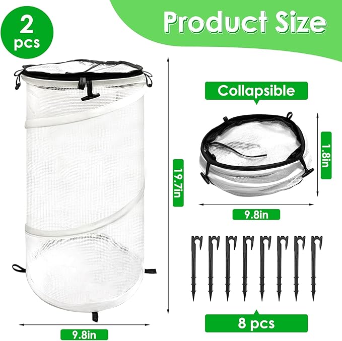 2 Pack Pop Up Mini Greenhouse for Raised Garden Bed Portable PVC Spring-Up Popup Greenhouse Plant Protector and Frost Cover for Young Tomato Plants & Other Plant Seedlings for Frost Rain Proof (black)