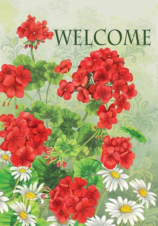 Briarwood Lane Red Geraniums Summer Garden Flag