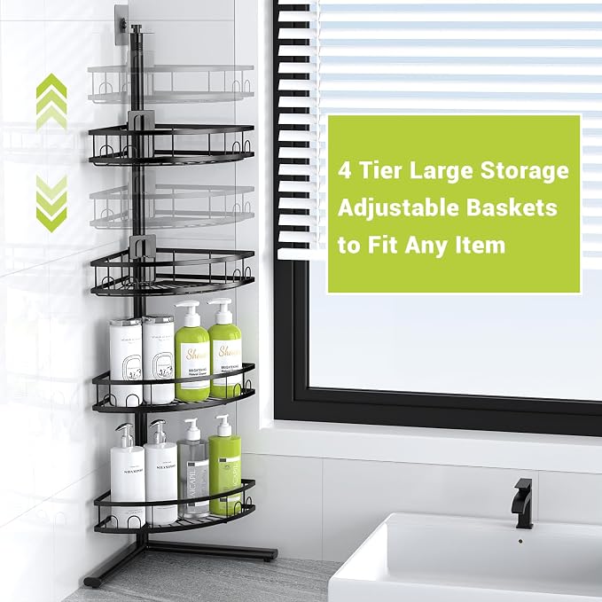 Standing Corner Shower Caddy - Rustproof Bathroom Shower Stand Shelf