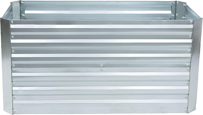 Sunnydaze Galvanized Raised Garden Bed - Metal Raised Bed for Gardening - Outdoor Planter Box for Flowers, Plants, and Vegetables - Silver - 47" W x 23" D x 24" H Rectangle