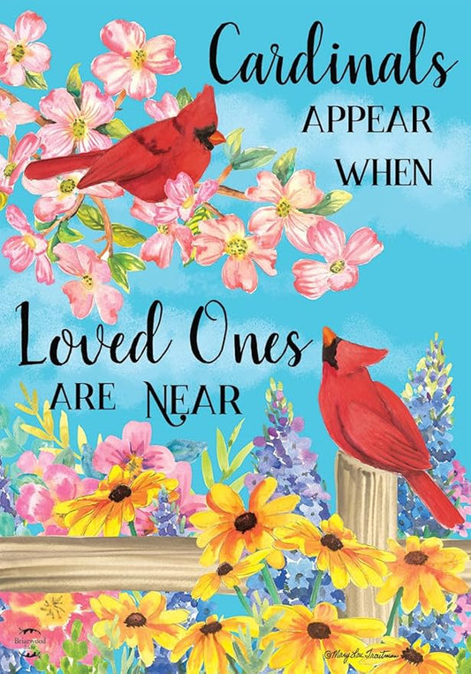 Cardinals Appear Spring Garden Flag Floral Birds 12.5" x 18" Briarwood Lane