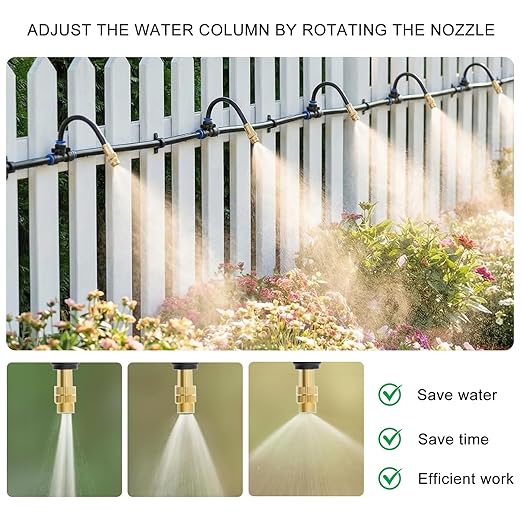 Drip Irrigation System, 50 FT Watering System with 16 Nozzles, Garden Irrigation System with 5/16 Inch Tubing for Yard, Lawn, Raised Beds and Plants