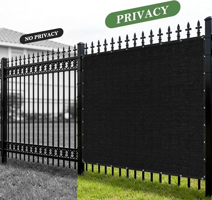 SEEYE 90% Sun Shade Cloth, 6 x 10 FT Durable Privacy Screen Shade Cover, Pergola Shade Cover with Grommets, UV Block Mesh Tarp for Plant Cover, Greenhouse, Patio, Chicken Coop, Balcony, Black