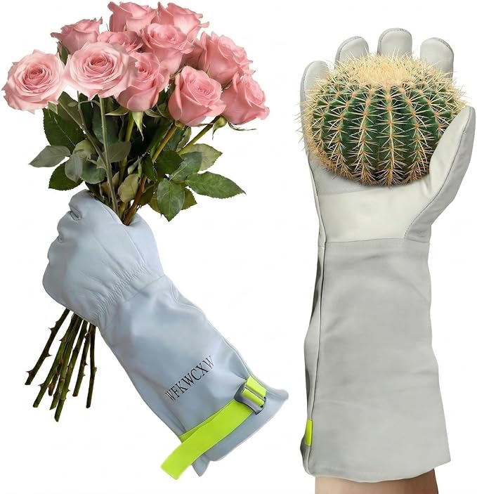 Gardening Gloves for Rose and Cactus Handling,Cow Leather Garden Gloves Thorn Proof,Gardening Gifts for Womens/Mens