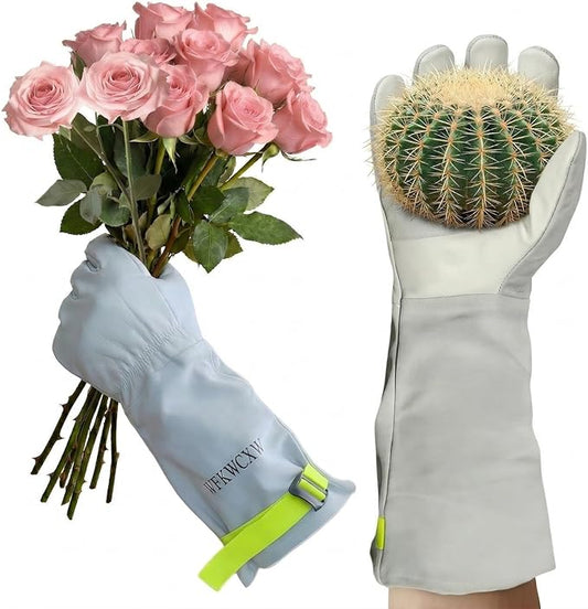 Gardening Gloves for Rose and Cactus Handling,Cow Leather Garden Gloves Thorn Proof,Gardening Gifts for Womens/Mens