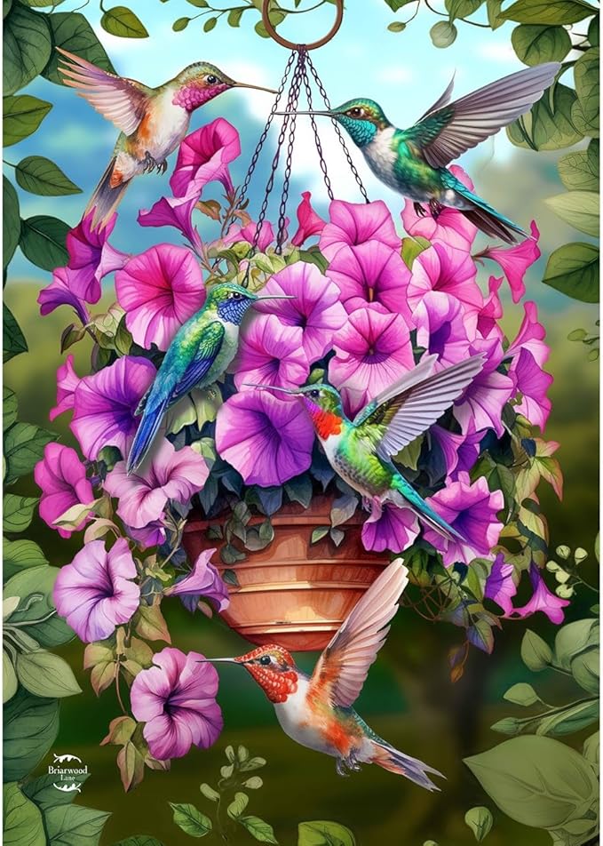 Briarwood Lane Hummingbirds and Petunias Garden Flag