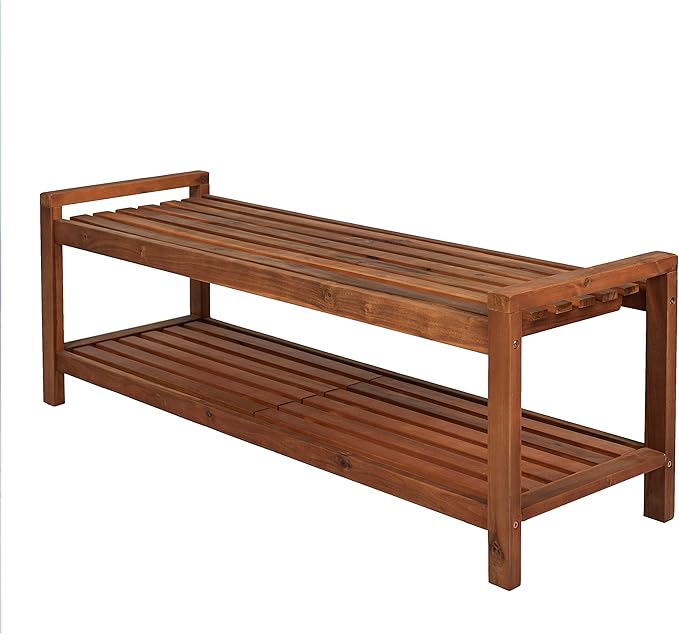 JONATHAN Y BNH102A Blane 50.8" 3-Seat Mid-Century Modern 600-Lbs Support Acacia Wood Slat Outdoor Garden Patio Bench for Garden, Lawn, Backyard, Pool, Deck, Beach, Firepit, Teak