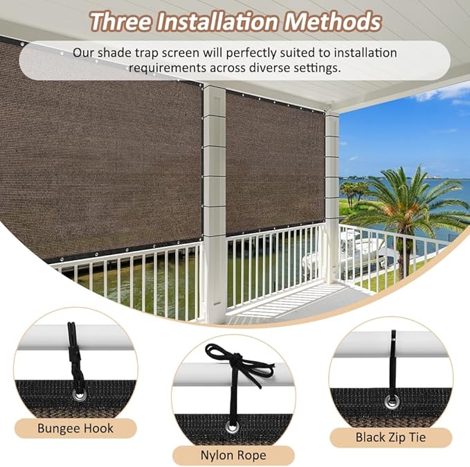 90% Shade Cloth with Grommets, 6 x 10 FT Sun Shade Tarp Pergola Shade Cover Canopy, UV Block Privacy Sun Screen for Outdoor, Patio, Garden, Porch and Deck, Mocha