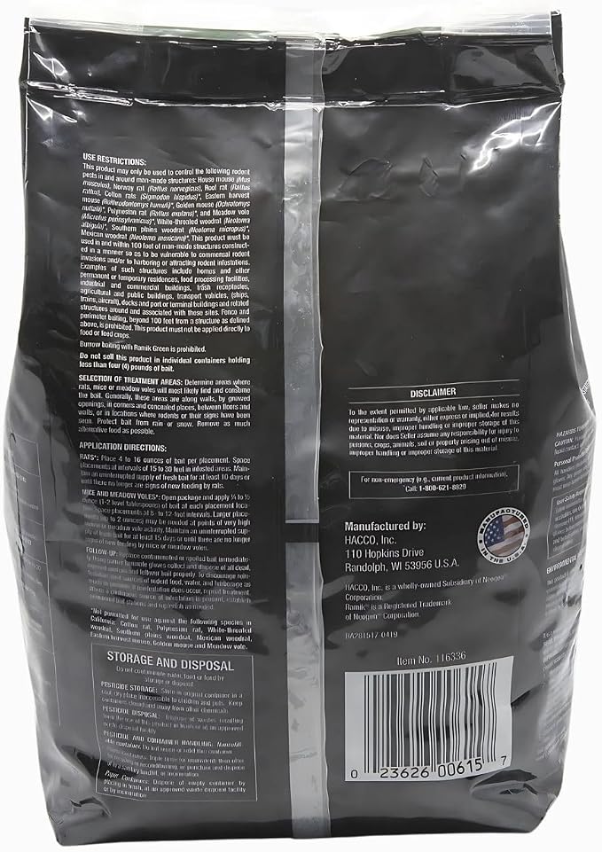 Neogen Ramik Green Fish Flavored Weather Resistant Rodenticide Nuggets, 4 lb bag (00615)