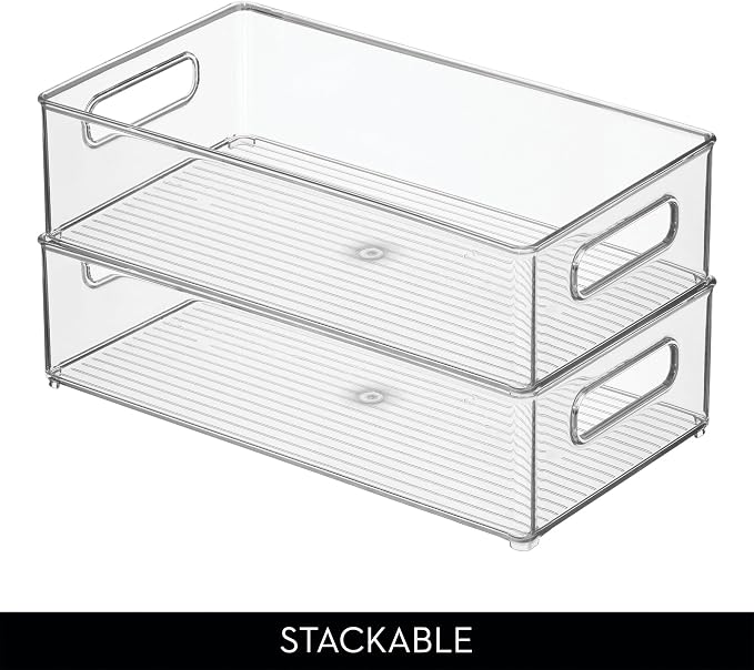 iDesign Stackable Fridge Bin, Clear, Set of 2