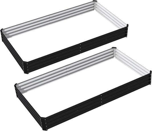 8x4x1ft(2 Pack) Raised Garden Bed Kit, Galvanized Planter Garden Boxes Outdoor, Metal Raised Garden Beds for Vegetables,Fruits, Flower,Black