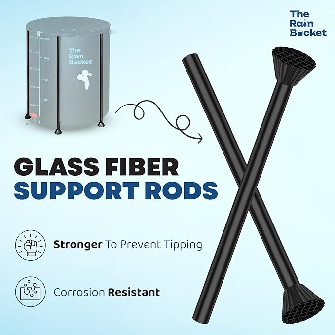 Collapsible Rain Barrel 53-Gallon – Weatherproof Rainwater Collection System for Gutter with Spigots, Mosquito Mesh & PVC Support Rods – Portable Water Storage Tank for Garden & Outdoor Use – Black