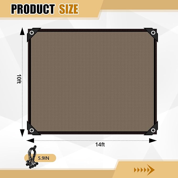 Fanfanwin 95% Pergola Shade Cover with Grommets, 10' x 14' Outdoor Sun Shade Cloth Universal Pergola Replacement Canopy Privacy Screen for Patio Garden Gazebo Deck Porch Backyard(Mocha)