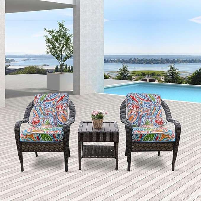 JMGBird Outdoor Chair Cushions Set - 19"x19" Deep Seat & Back Cushions, Water-Resistant Tufted Pillows for Patio Furniture