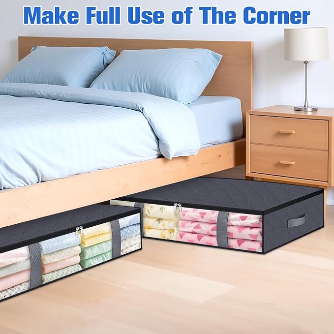 TasticTotes 6 Pack Under Bed Storage Containers, 75L Blanket Storage Bags