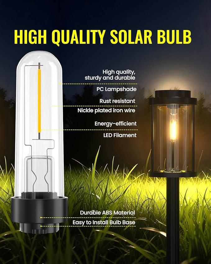 Solar Garden Light Replacement Bulbs, Warm White 3000K 0.5W Outdoor Fence Light Bulbs DC 3V for Yard Landscape Path Lawn Patio Walkway, 2-Pack