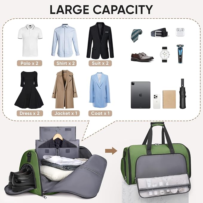 BALEINE Garment Bags for Travel, Water Resistant Carry on Suit Bag