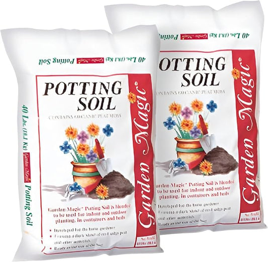 Michigan Peat 2 Pack Garden Magic General Purpose Moisture Retaining Potting Soil Mix for Indoor and Outdoor Planting, 40 lb Bag