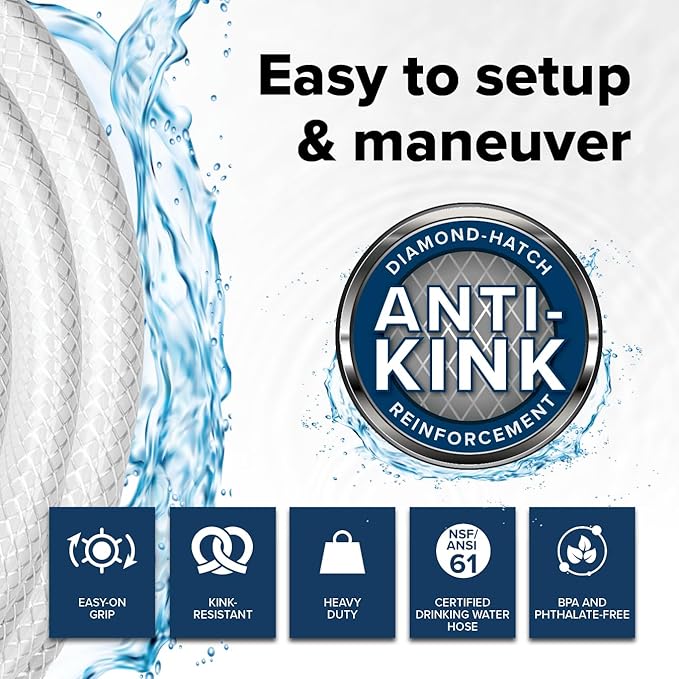Camco TastePURE 4-Ft Water Hose - RV Drinking Water Hose Contains No Lead, No BPA & No Phthalate - Features Reinforced Design & Crafted of PVC - 1/2” Inside Diameter, Made in the USA (22763)