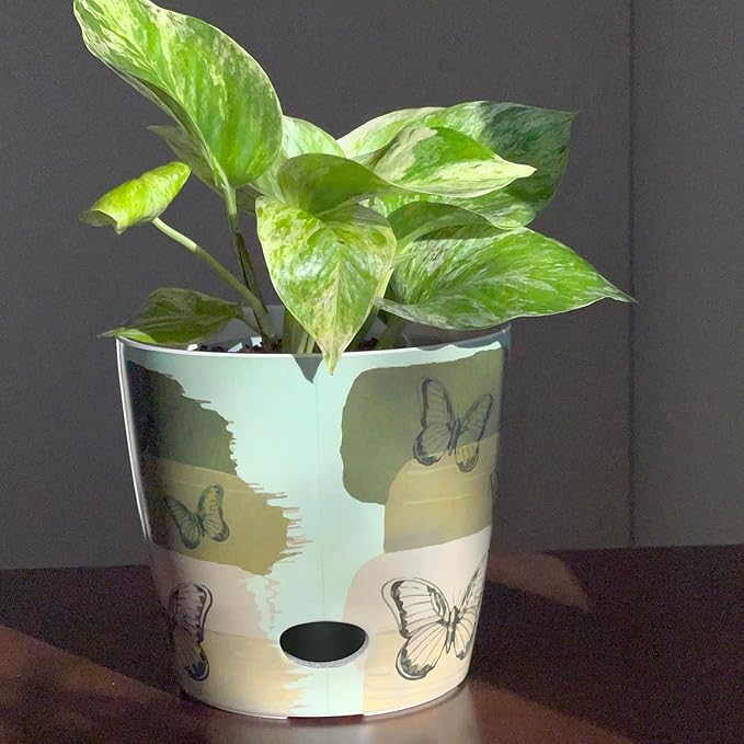 7” Self-Watering Pot – Eco-Friendly Bamboo Planter, Biodegradable & Plastic-Free, Indoor/Outdoor Plant Pot with Built-in Water Well for Healthy Root Growth