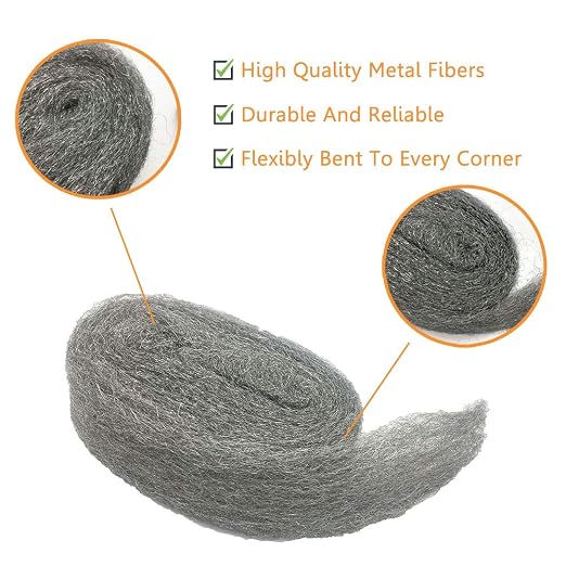 Steel Wool Fill Fabric DIY Kit, Coarse Wire Wool Hardware Cloth, Gap Blocker, Keep Mice Away from Holes/Siding/Pipeline/Vents in Garden, House, 6 Pack × 10FT | Hole Filler, Gap Blocker, Barrier, Keep Mice Away from Holes, Siding, Pipeline, Vents in Gar...