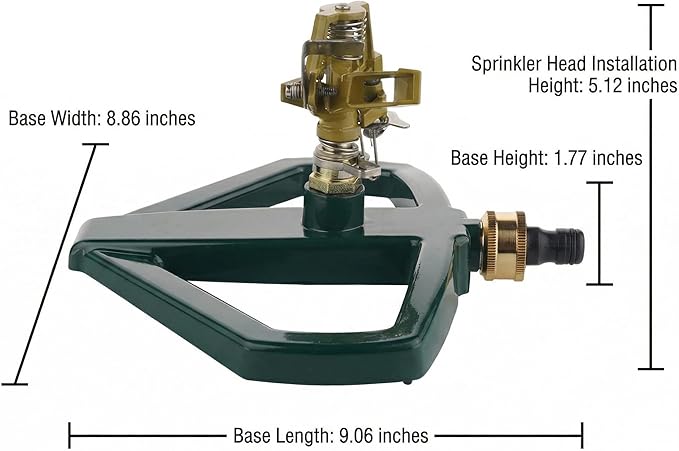 Heavy Duty Metal Impact Sprinkler 360° Rotating Pulsating Sprinkler for Yard & Garden,Metal Base with Built-in Filter Covers Up to 5,800 Sq.Ft,Ideal for Lawn Irrigation