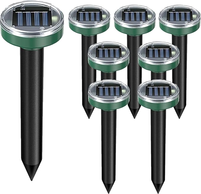 12PCAK Solar Powered Ultrasonic Mole Repellent,Snake, Groundhog Gopher, Vole Repellent Outdoor for Lawn Garden & Yard