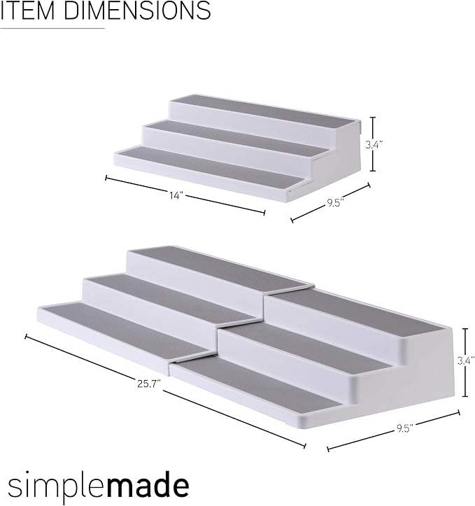 SIMPLEMADE 3-Tier Spice Rack Organizer - Versatile Storage Shelf for Kitchen, Bathroom, Bedroom & Office, Set of 1, White