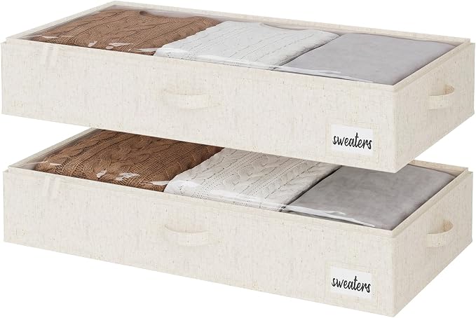StorageWorks 6 Inch Low Profile Under Bed Storage Containers with Clear Lid