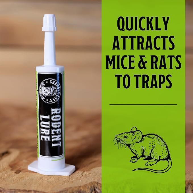 Grandpa Gus's Rodent Lure Bait Syringe, Attractant Gel, 1.08 oz | Professional Mouse & Rat Trap Bait Syringe, Attracts Bait-Shy Rodents, Works with Snap Traps, Glue Boards & Live Traps