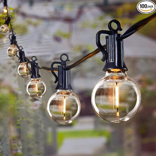 Brightown 209FT LED Outdoor String Lights - Patio Lights with 100 Shatterproof Clear Dimmable Edison Bulbs, Waterproof Connectable Hanging Light for Outside Backyard Porch Party Christmas Decoration