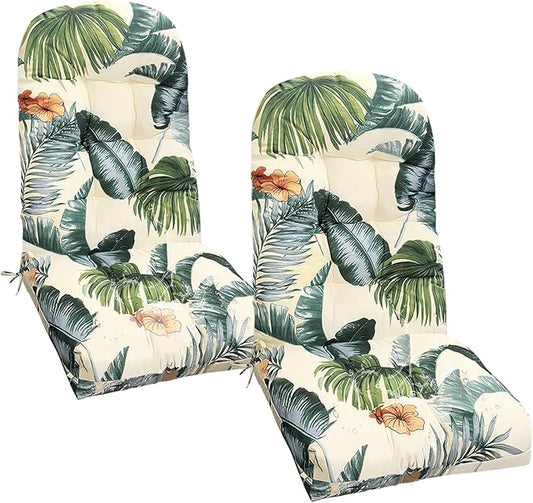 Outdoor Chair Cushions Waterproof Set of 2 Printing Tufted Adirondack Cushion Anti-Slip Thickened High Back Patio Seat Pads 47"*19.68"*3.9" Hawaii