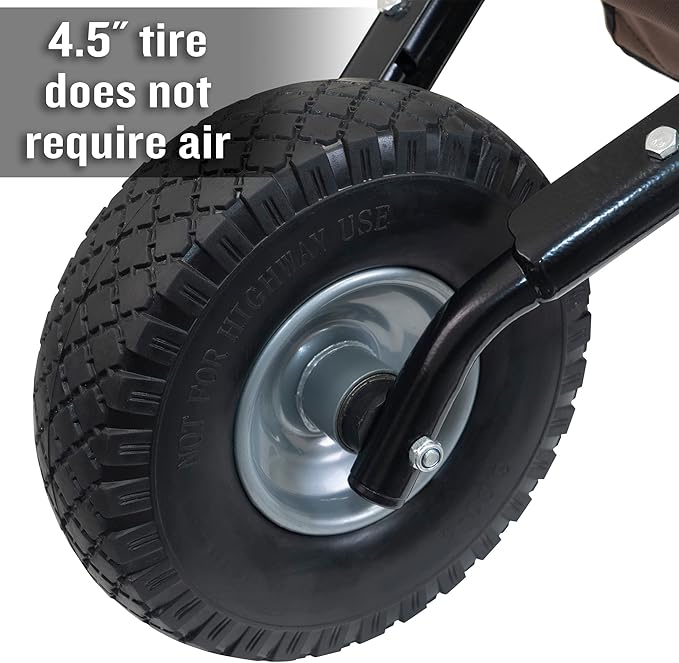 AMES Folding Wheelbarrow Lawn Yard Cart, Lightweight, Heavy Duty, Single Tire, for Leaves, Mulch, Garden Supplies