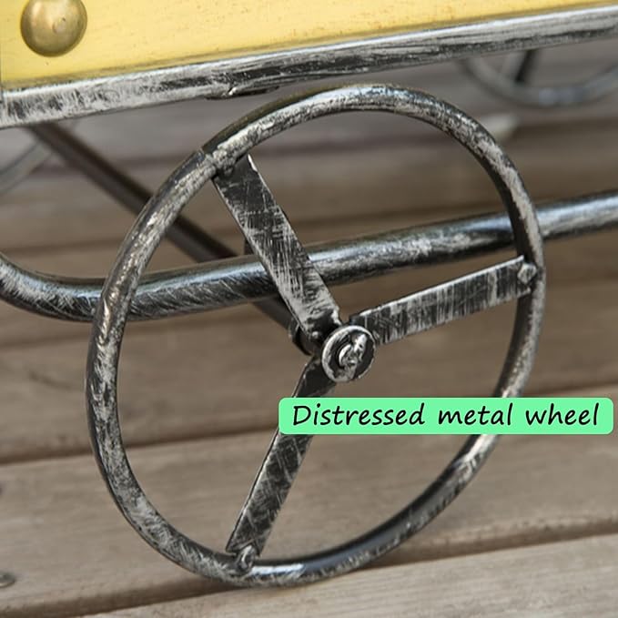 Garden Cart, Metal Wheelbarrow, Retro and Old Design, Garden Wheelbarrow Cart, 4 Wheels Utility Wheelbarrow, for Yard, Farm, Beach, Lawn, Outdoor(Blue)