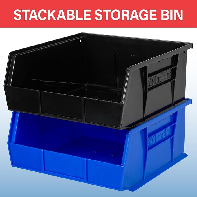 Akro-Mils 30235 AkroBins Plastic Storage Bins, 11"x11"x5", Yellow, 6-Pack | Space-Saving Stackable Bins for Garage, Pantry, Craft Organization