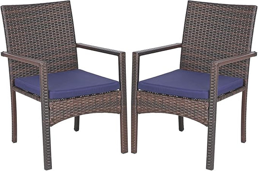 Sophia & William Patio Chairs Set of 2, 2 Pcs Lightweight Rattan Outdoor Dining Chairs, All-Weather Wicker Dining Chairs with Comfortable Seating