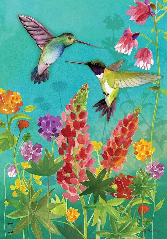 Hummingbird Greeting Spring Garden Flag Floral Birds 12.5" x 18"