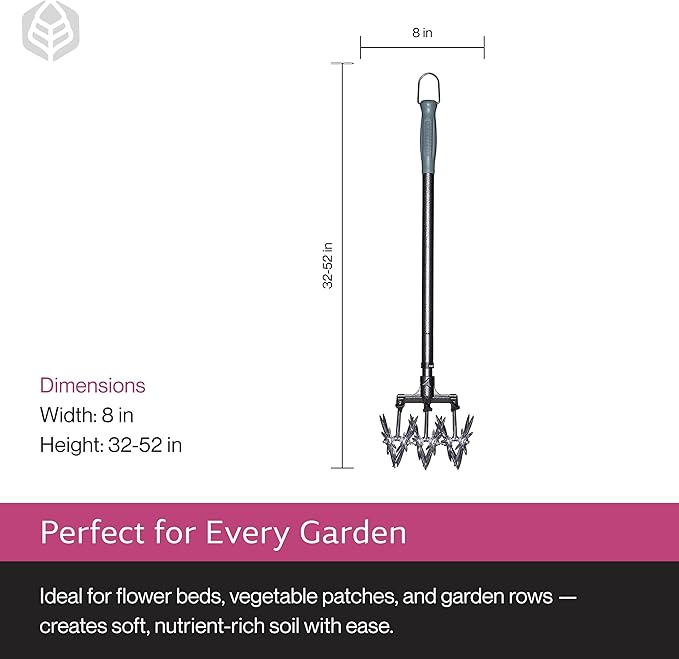 Yard Butler- Rotary Cultivator - Durable Garden Cultivator for Healthy Soil - Customizable Tiller to Meet Garden & Lawn Needs - Ergonomic Gardening Tool Design - Standard Packaging