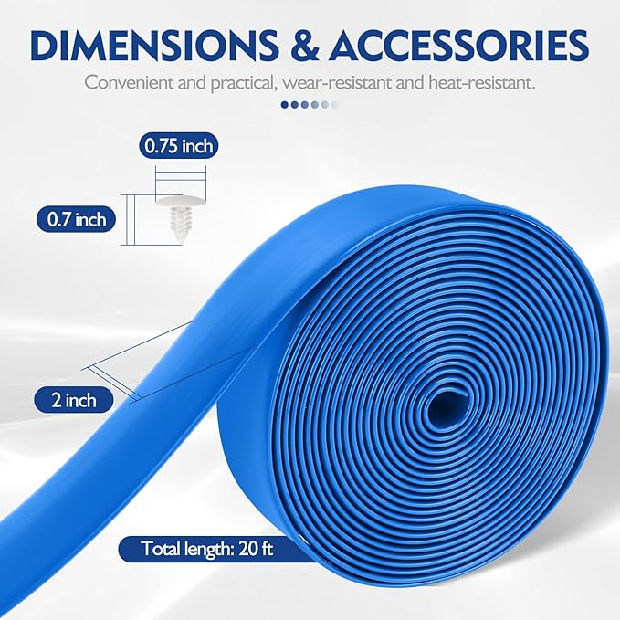LukLoy 2" Wide 20ft Long Vinyl Straps for Patio Chairs Repair DIY + 20 Rivets, Replacement Straps for Lawn Chairs Patio Garden Balcony Outdoor Lounge Dining Furniture Repair, Blue