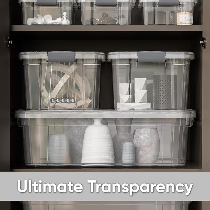 Superio 4.5 Quart Clear Plastic Storage Containers with Lids, Stackable Organizer Bins, BPA-Free Storage Boxes for Home, Office, Dorm & Classroom, 8 Pack